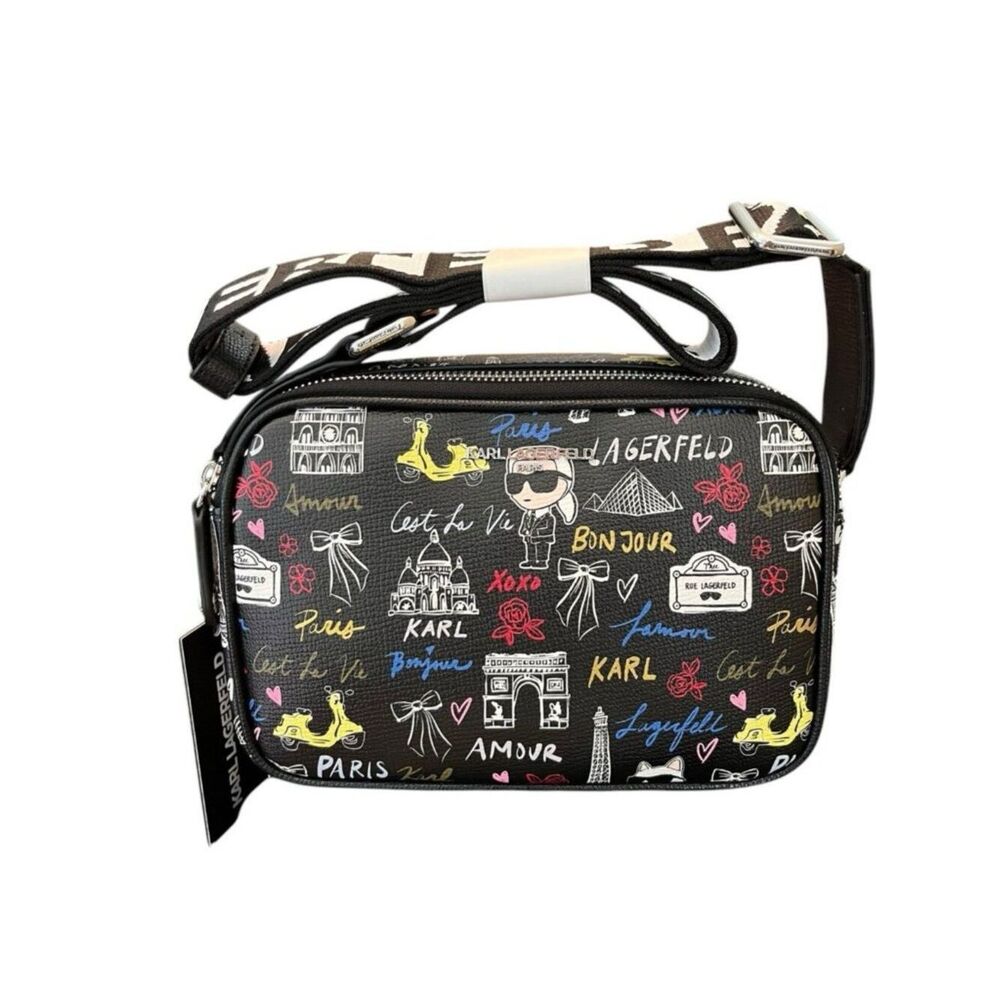 Karl Lagerfeld Paris Maybelle Arc de Triomphe Eiffel Tow Zip Camera Bag NWT $198